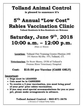 Annual Rabies Vaccination Clinic Flyer